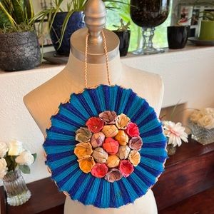 Handmade straw round summer bag